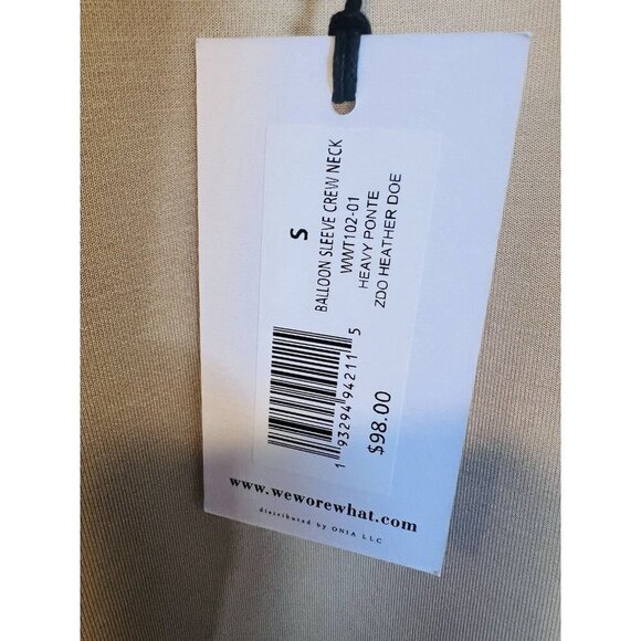 WeWoreWhat X Revolve Oversized Crew Neck Size Small Heather Doe Balloon Sleeve - Picture 11 of 11